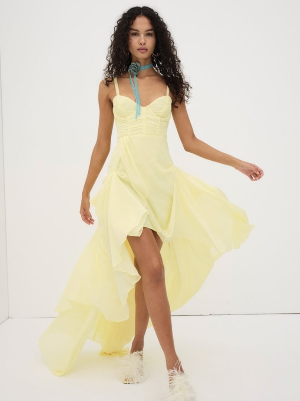 NWT For Love & Lemons June Maxi Dress in Yellow - Picture 3 of 11